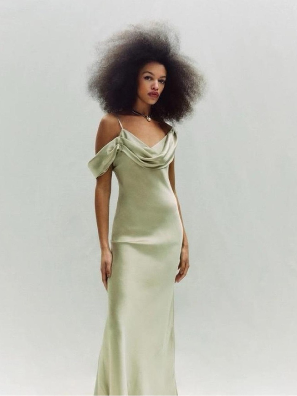 Reformation Ronda Silk Gown in Dried Herbs - Sage Green size 10